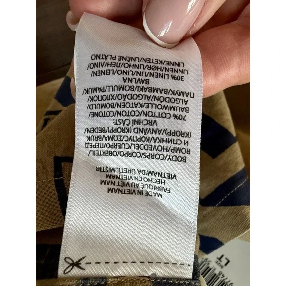 Polo Ralph Lauren Linen Camp Shirt Men's Large Tall American Prep Spellout NWT - Picture 10 of 11